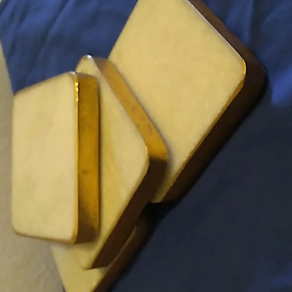 Elegant Gold Rimmed Marble Drinking Coasters- Set of 4